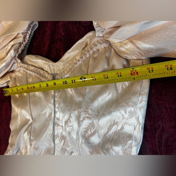 Vintage Satin Blush Pink Puff Sleeve Dress Size 12 - Picture 6 of 13